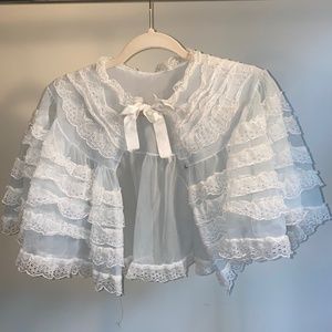 Vintage Sleepwear Jacket in Baby Blue Lace